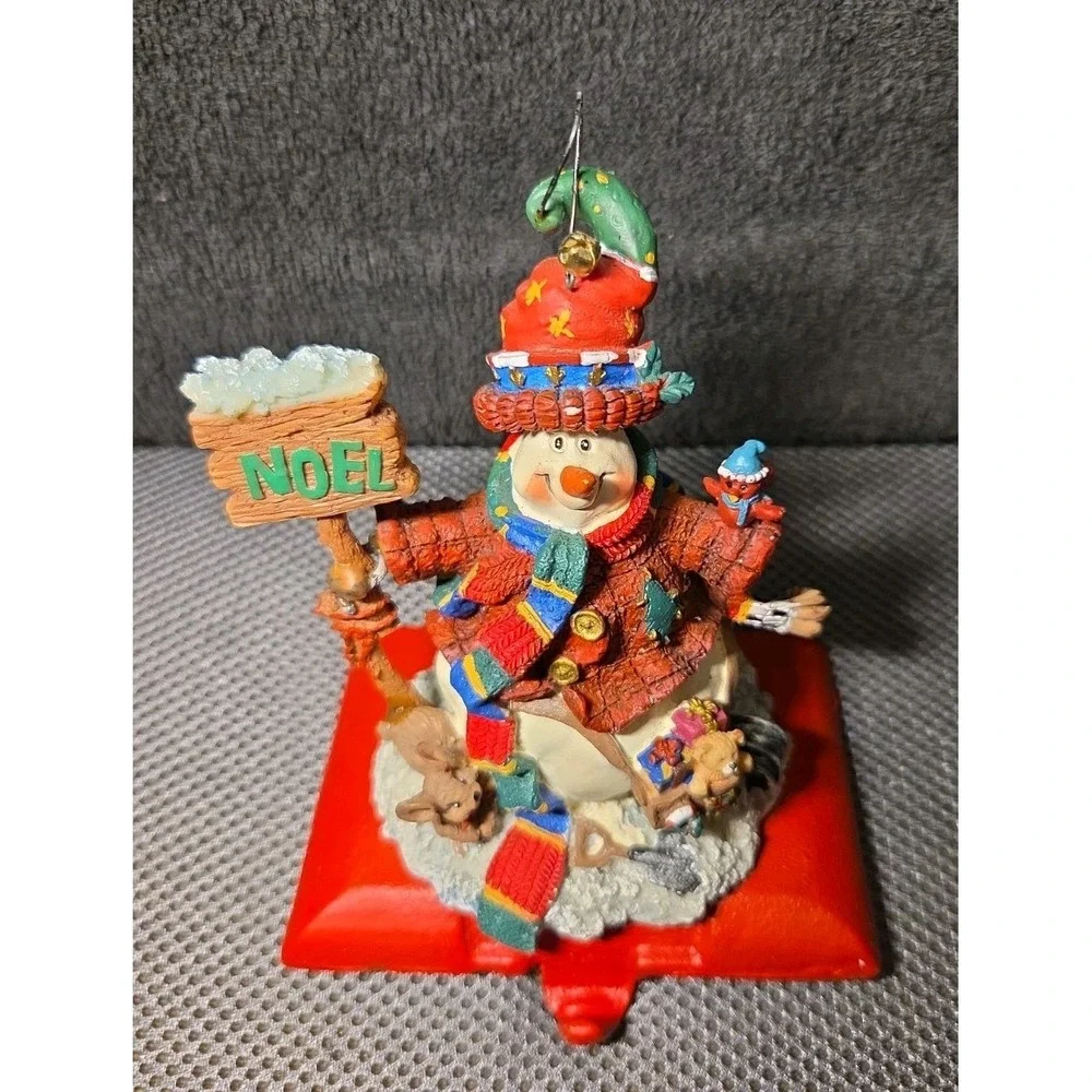 Snowman Cast Iron Base Stocking Hanger Christmas Decor